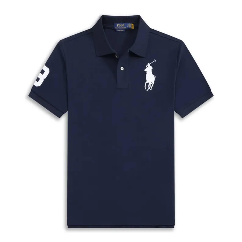 Label On Placket Polo Short Sleeve Collared T Shirt, Equestrian Graphic Casual Smart ...