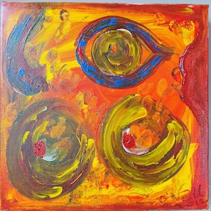 Abstract Painting Of Woman Red, Yellow and Blue