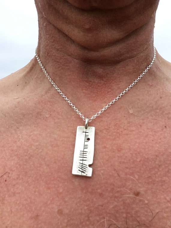 Ogham inscribed Silver Pendant for men