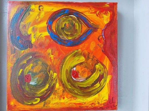 Abstract Painting Of Woman Red, Yellow and Blue