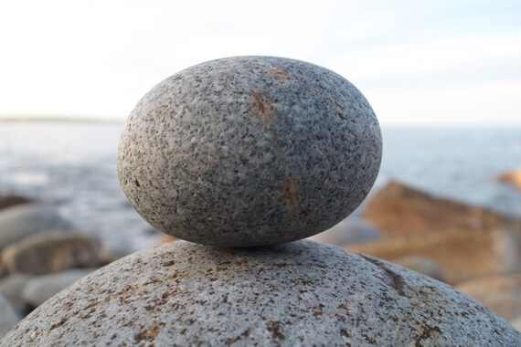 Granite Oval Stone, Atlantic Ocean, Limited Edition Acrylic Laminated Ready To Hang Photograph