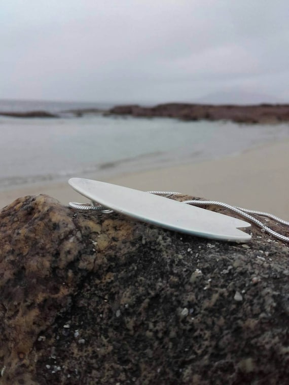 Handmade Sterling Silver Surfboard Pendant, Sea Lover Necklace