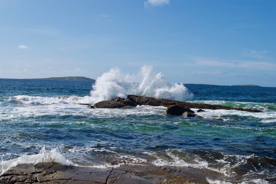 Art Wave 6, Connemara Wild Atlantic Way Wave, Blue Sky, Sea, White Surf, Limited Acrylic laminated Edition Islands Photo
