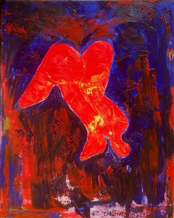 Abstract Painting Of Woman Red and Blue