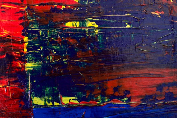 Ready To Hang Fire Of Underworld 3, Blue, Yellow, Warm Limited Edition Canvas Art Print, Gallery and Collector Quality, 75 Years Lifespan.