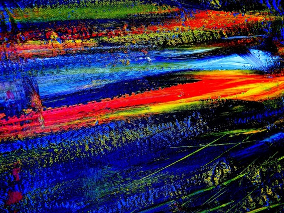 Ready To Hang Meteorite, Vibrant, Red, Blue, Abstract 75 Years Lifespan, Gallery Limited Edition Canvas Print Irish Artist, made In Ireland