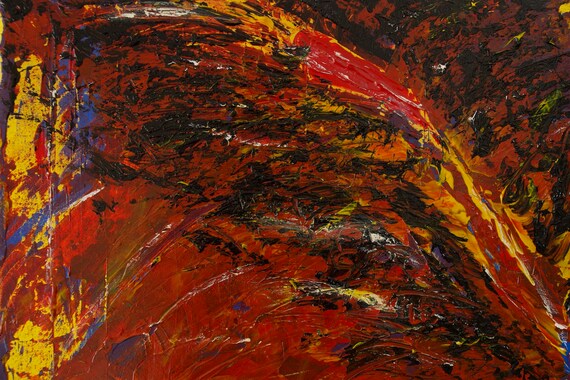 Orgasm 3, Red, Brown, Yellow, Black, Blue, Orange Limited Edition Canvas Print warm, Autumn, Gallery & Collector Quality, 75 years Lifespan