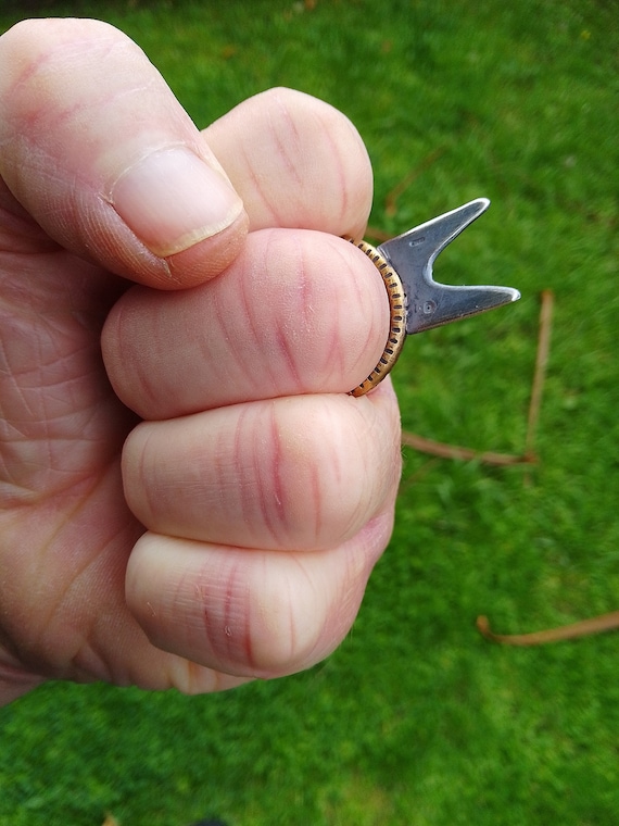 Bronze Silver King Ring and Leather Necklace