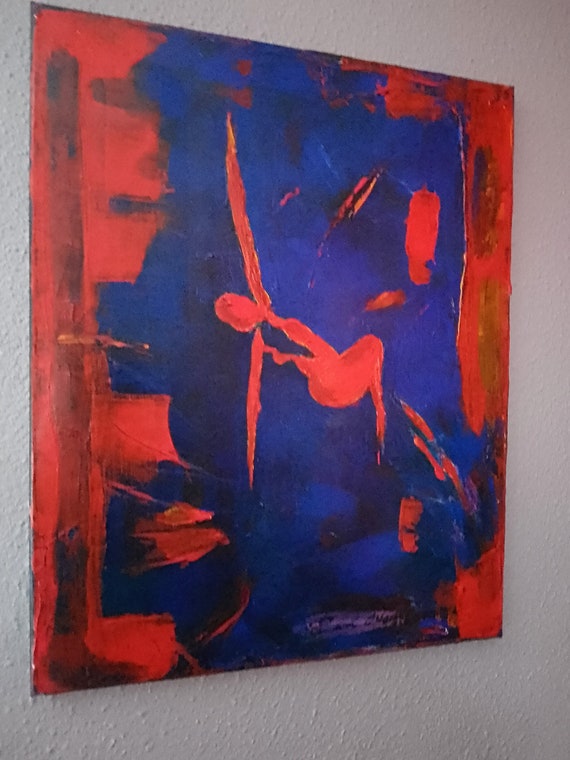 Abstract Yoga Woman 1 Red and Blue