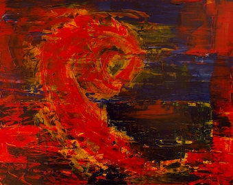 Abstract Red Dragon Printed on Canvas