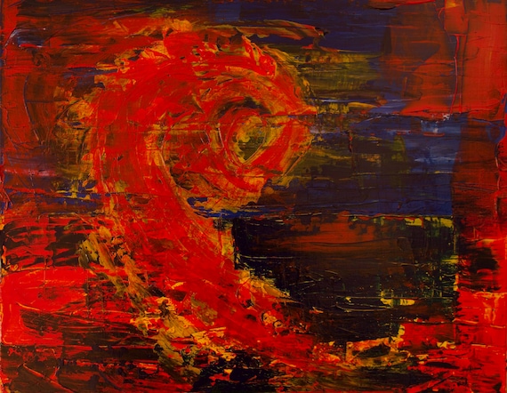 Abstract Red Dragon Printed on Canvas