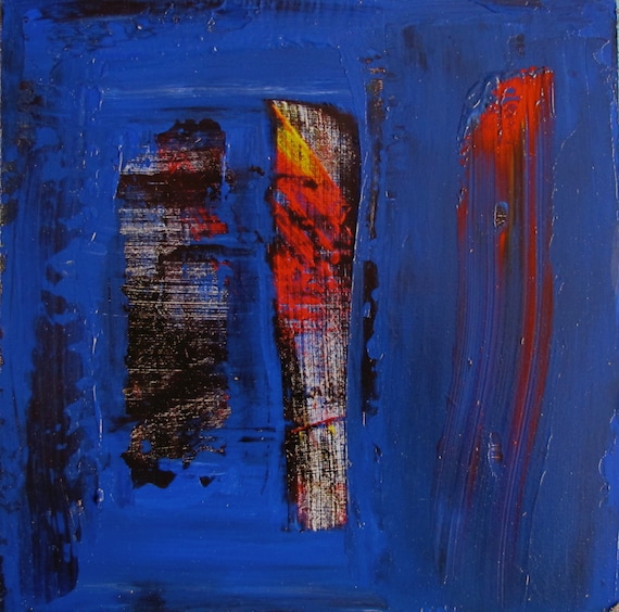 Ready To Hang Blue Red Abstract Bird Painting, Contemporary Irish Limited Edition Canvas Art Print, Gallery Quality, Open Edition, Wall Art