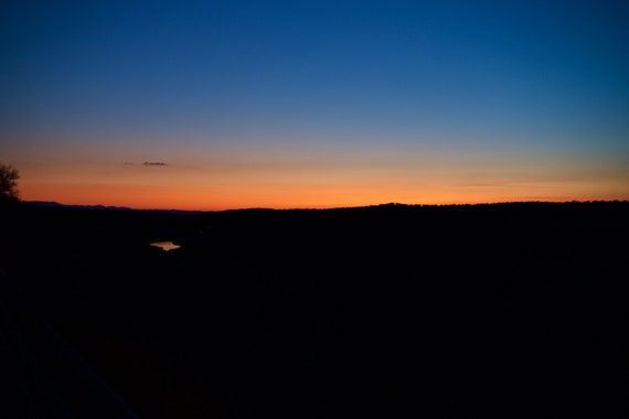 Spanish Sunset, River, España, Red,Orange, Blue,Sky, Black Landscape Photo