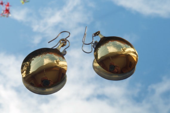 Concave Lacquered Brass Earrings with Silver Ear Wire