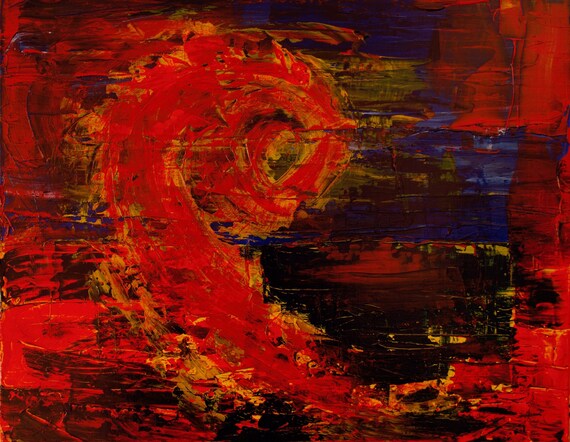 Ready To Hang, Dragon, Fire, Explosion, Red Hot Cosmic Limited Edition Canvas Print 75 year Lifespan, Gallery& Collector Quality