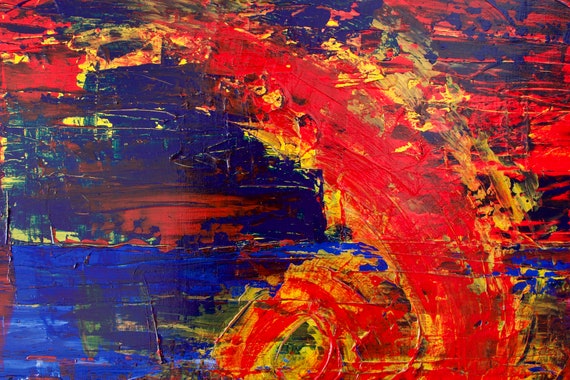 Ready To Hang, Fire Of Underworld 2, Red, Blue,Warm, Powerful, Limited Edition Canvas Print Gallery and Collector Quality, 75 Years Lifespan