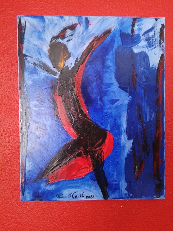 Abstract Painting Of Woman Red and Blue