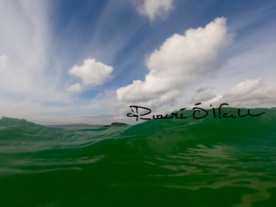 Atlantic Ocean Green Wave and Island Photo Connemara Ireland Printed on Canvas and ready to hang