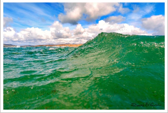 September Green Ocean Wave Print on Canvas