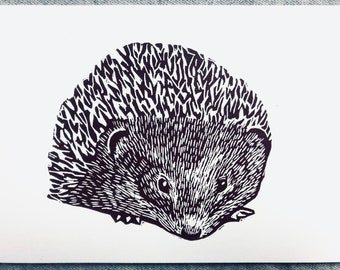 Hedgie, Linoleum Block Print on cotton rag paper, signed open edition