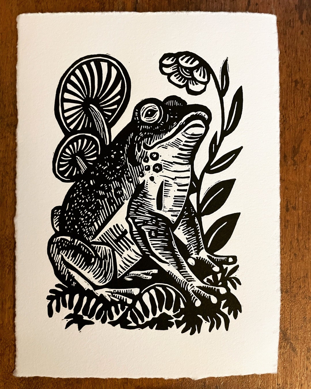 Woodland Frog Linocut Print on Cotton Rag Paper, Signed Limited Edition ...