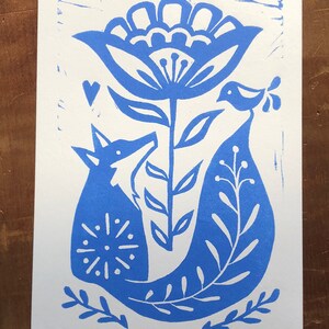 Linoleum Block Print "Hello Friend" 5" x 7"