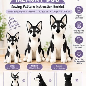 German Shepherd Memory Dog Sewing Pattern, DIY Plush Keepsake (Digital PDF)