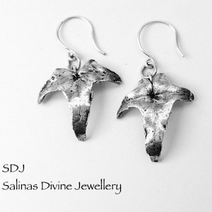 Ivy Leaf Earrings/ Silver Leaf Earrings/ Fine Silver Ivy Leaf Earrings/ Nature Jewellery