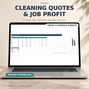 Cleaning Quote Calculator, Job Profit and Client Tracker for Excel and Google Sheets