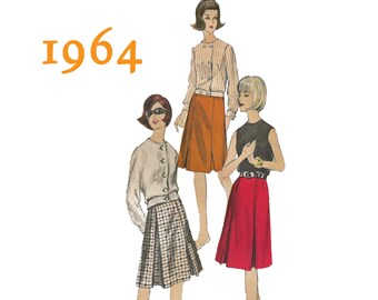 1964 Vogue Pattern 6235 Skirt Waist 24"