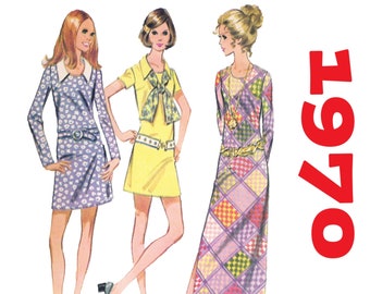 1970s Vintage Dress Sewing Pattern UNCUT Bust 32 McCalls 2342
