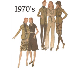 1970s for Misses&#39; Dress, Shirt, Skirt, Pants, Knickers, and Shorts Bust 34&quot; UNCUT Butterick 6396