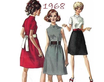 1960s Vintage Misses' Mod Dress Sewing Pattern Bust 34 Simplicity 7984