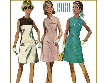 1960s Vintage Misses' Mod Dress Sewing Pattern Bust 34 McCalls 9230