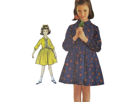Vestido camisero de niña de los años 60 Patrón vintage Falda