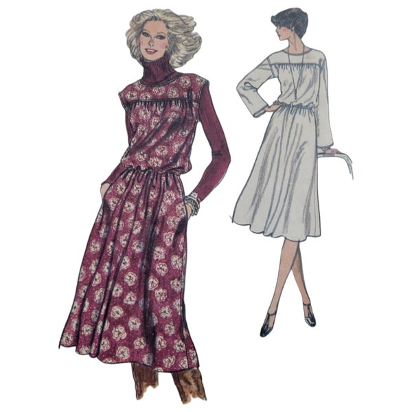 1970s Misses' Blouson Dress Vogue Vintage Sewing Pattern 9870 Bust 34 UNCUT FF