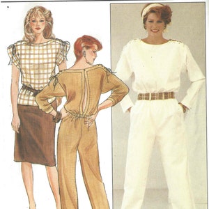 1980s Vintage Womans Misses&#39; Jumpsuit, Top & Skirt Sewing Pattern Bust 32-1/2&quot; Waist - 25&quot; Butterick 6388 UNCUT