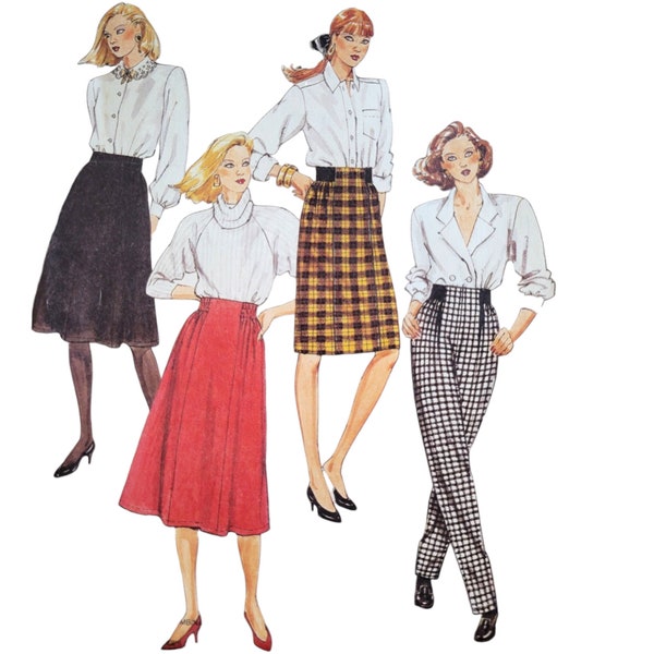 1980s Vintage Elastic Tapered.Pants and A-Line.Skirt Sewing Pattern McCall's 3817 UNCUT FF Easy to Sew
