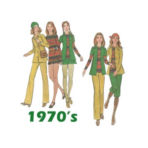 1970&#39;s Butterick Uncut Pattern 6354 Misses&#39; Skirt, Top, Pants, Knickers, and Shorts Size 12 Bust 34&quot;