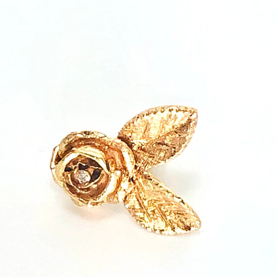 Estate Mid Century 14K Rose GOLD & DIAMOND EARRIN… - image 2