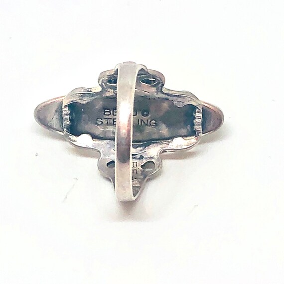 Long Oval Silver BEAU STERLING  RING -  Shiny Bla… - image 5