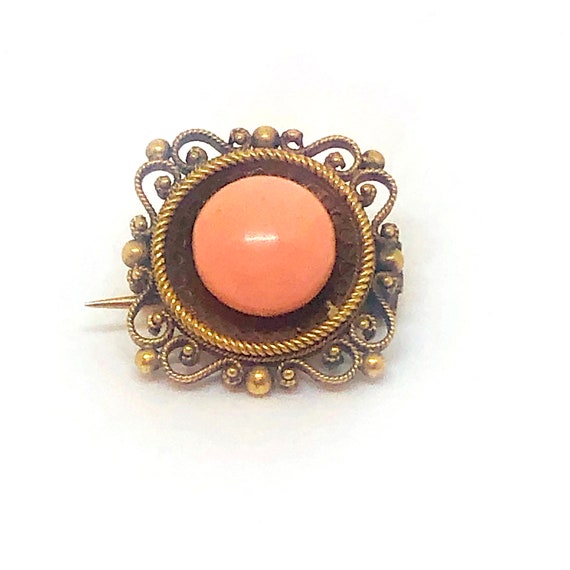 18k ANTIQUE VICTORIAN BROOCH - Solid Yellow Gold … - image 1