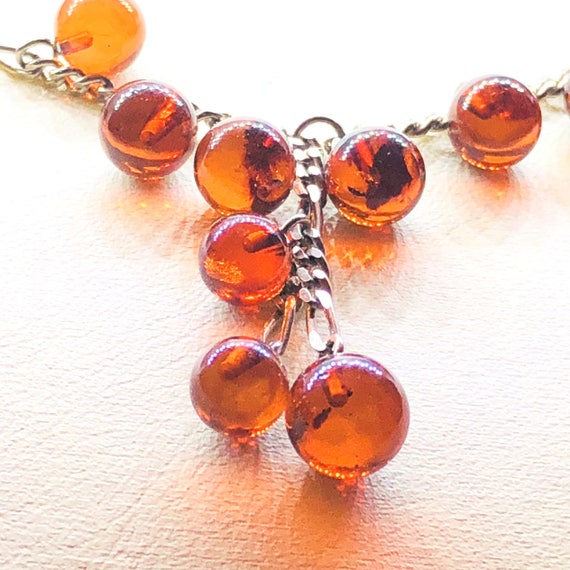 AMBER STERLING NECKLACE - Round Natural Amber Bea… - image 4