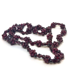 Vintage BOHEMIAN GARNET Continuous Cluster Necklace Natural Gems Pyrope ...