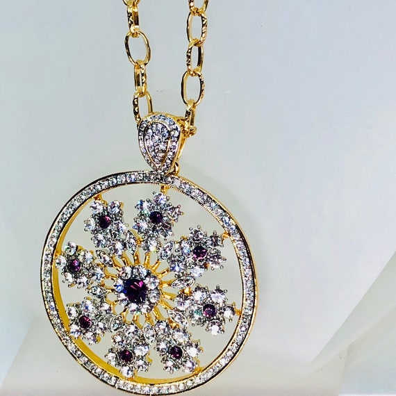 Estate  RHINESTONE PENDANT NECKLACE - Museum Qual… - image 1