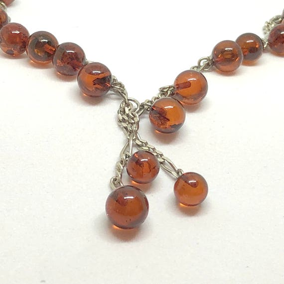 AMBER STERLING NECKLACE - Round Natural Amber Bea… - image 2