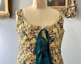 Hand Quilted 18th Century Caraco Bodice: French Colonial Style