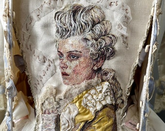 MOZART DREAMING Portrait Hand embroidery Silk Thread Painting Corset Stomacher Baroque Rococo 18th Century Music Wedding Le Nozze de Figaro