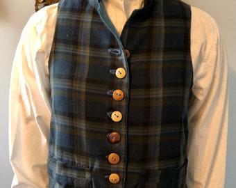 18th Century Style Scottish Highland Tartan Waistcoat Vest Outlander Colonial Regency Victorian Boho