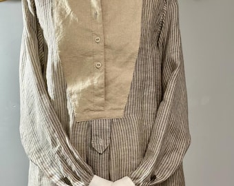 Handmade Linen Edwardian Shirt: Vintage Edwardian Menswear Style